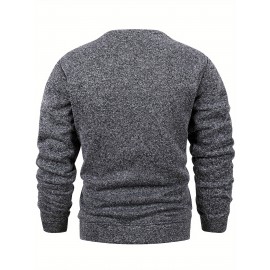 3pcs Men'S Crew Neck Sweatshirts with Fleece Lining - Vintage Style, Thick Knit Pullover Sweatshirts in Black, Navy Blue, and Maroon - Casual & Sporty for Spring, Fall, and Winter - Perfect for Outdoor Activities, Fitness, and Travel