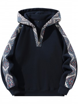 1pc Unisex Fleece-Lined Hoodie - Sporty Color-Block Design with Adjustable Drawstring, Front Zipper & Pockets, Soft Warm Fabric for Indoor/Outdoor Comfort, Regular Fit Casual Pullover, Indoor Warmth Clothing, Colorblock Hoodie, Durable Casualwear